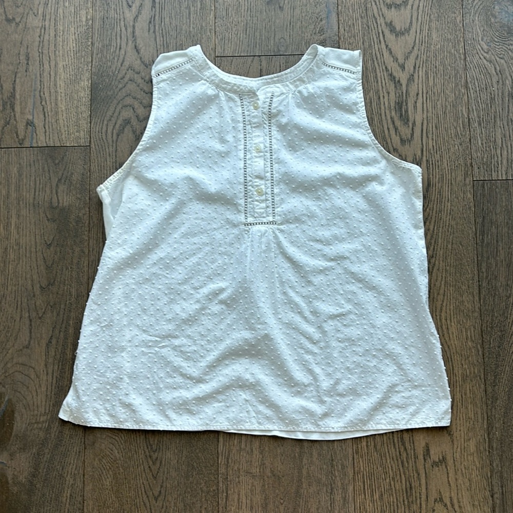 LOFT White Sleeveless Dot Top